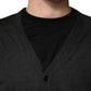 Black Cashmere Buttoned Men Cardigan Sweater
