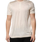 Off White Cotton Blend Men Henley T-shirt