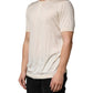 Off White Cotton Blend Men Henley T-shirt