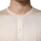 Off White Cotton Blend Men Henley T-shirt