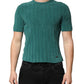 Dark Green Cotton Blend Men Crew Neck T-shirt