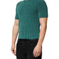 Dark Green Cotton Blend Men Crew Neck T-shirt