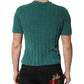 Dark Green Cotton Blend Men Crew Neck T-shirt