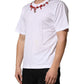White Cotton Necklace Embellished T-shirt
