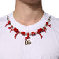 White Cotton Necklace Embellished T-shirt