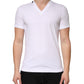 White Cotton Deep V-Neck Underwear Tee T-shirt