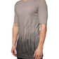Gray Two Tone Cotton Round Neck Short Sleeves T-shirt