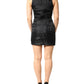 Black Jacquard Deep V-neck Sleeveless 2 Pc Dress