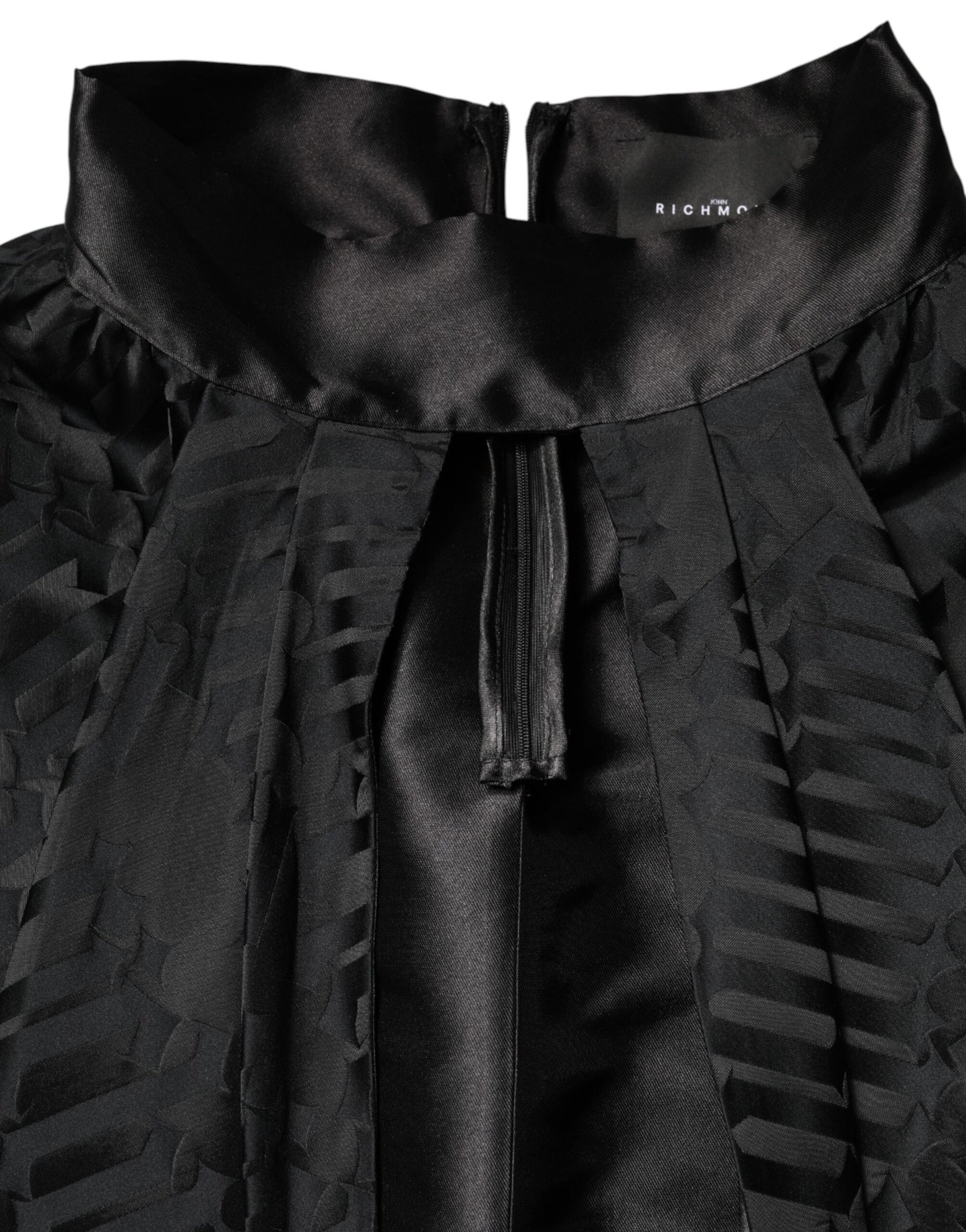 Black Jacquard Deep V-neck Sleeveless 2 Pc Dress