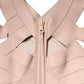 Beige Leather Short Sleeves Sheath Mini Dress