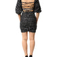 Black White Polka Dot Short Sleeves Mini Dress