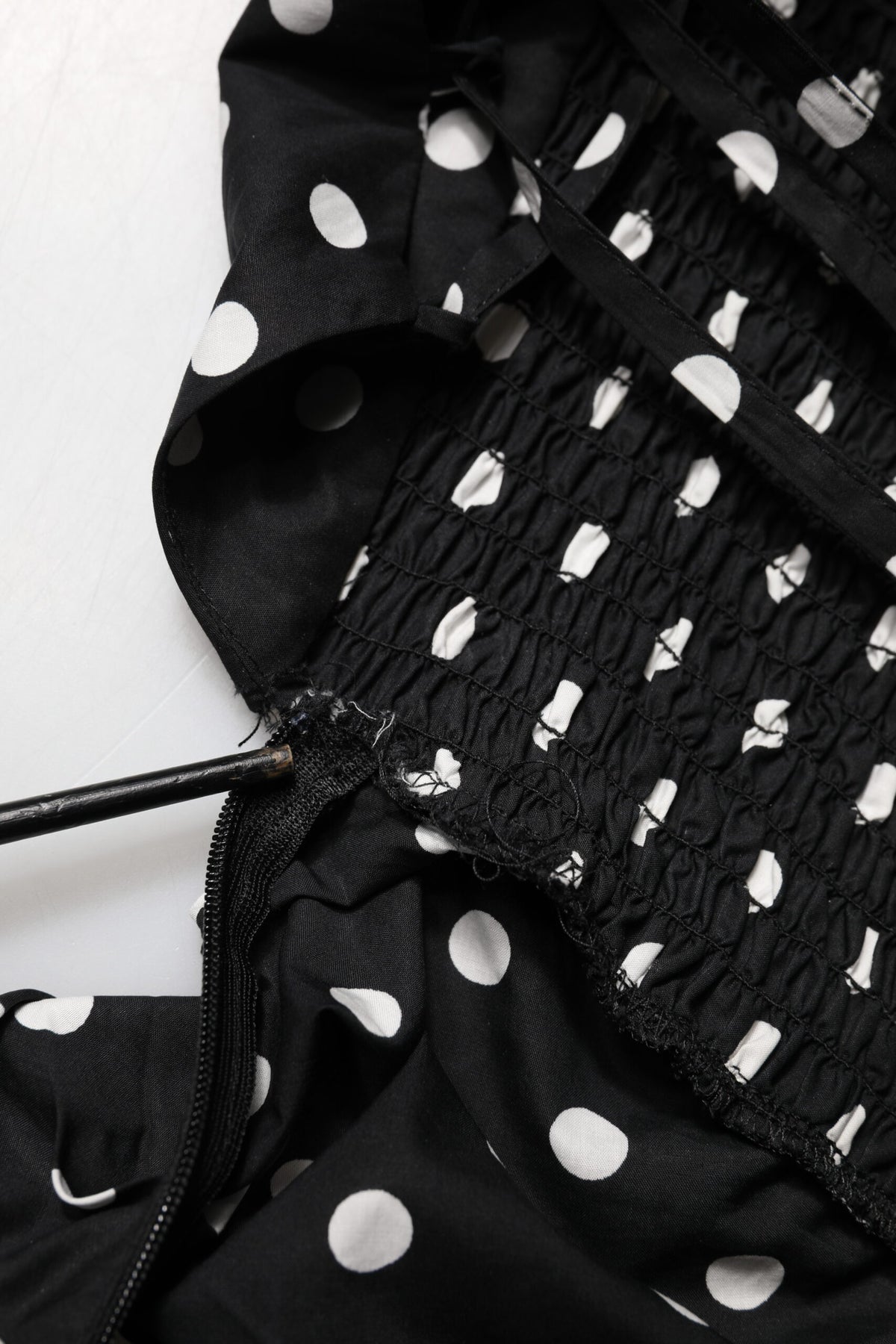 Black White Polka Dot Short Sleeves Mini Dress