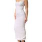 White Polyester Sleeveless Sheath Dress