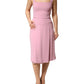 Pink Viscose Sleeveless Sheath Midi Dress