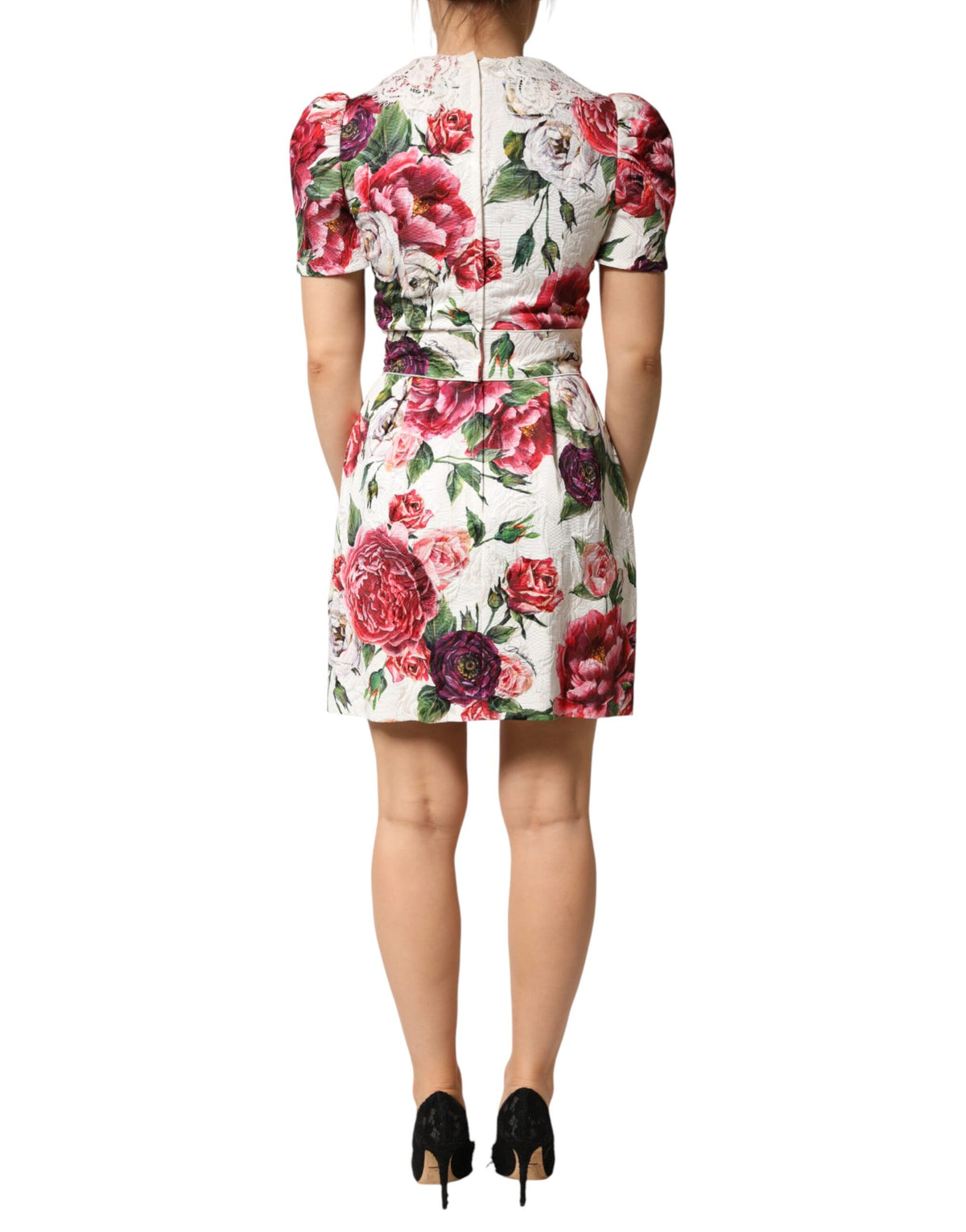 White Floral Embellished Sheath Mini Dress