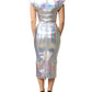 Silver Iridescent Bodycon Sheath Midi Dress