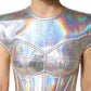 Silver Iridescent Bodycon Sheath Midi Dress