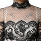 Black White Lace Silk Blend MaxiSheath Dress