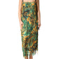 Multicolor Tropical Print Fringe Maxi Dress