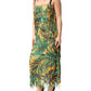 Multicolor Tropical Print Fringe Maxi Dress