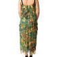 Multicolor Tropical Print Fringe Maxi Dress