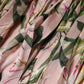 Pink Lily Print A-line Pleated Maxi Dress
