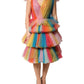 Multicolor Nylon Tiered Tulle Midi Dress