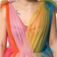Multicolor Nylon Tiered Tulle Midi Dress