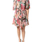 Multicolor Floral Silk Chiffon Pleated Mini Dress