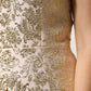 Beige Gold Floral Brocade Sleeveless Dress