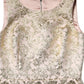 Beige Gold Floral Brocade Sleeveless Dress