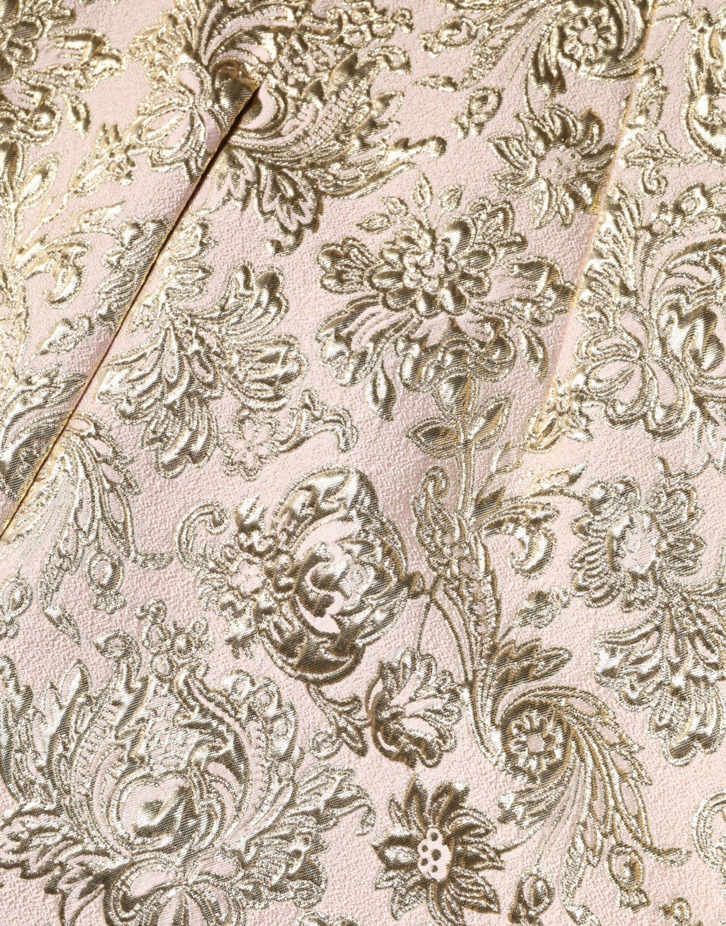 Beige Gold Floral Brocade Sleeveless Dress