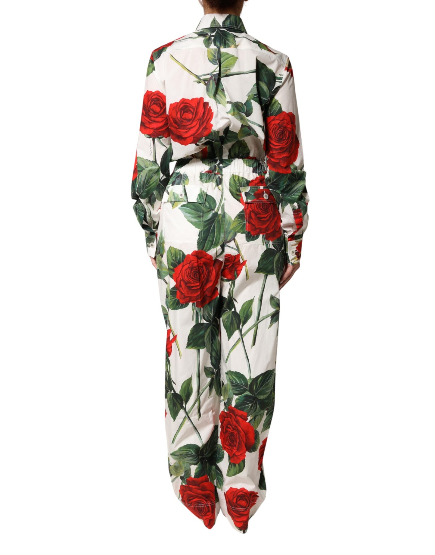 White Floral Print Cotton Jumpsuit Dress