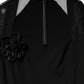 Black Sheer Yoke Rosette Sheath Midi Dress