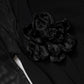 Black Sheer Yoke Rosette Sheath Midi Dress