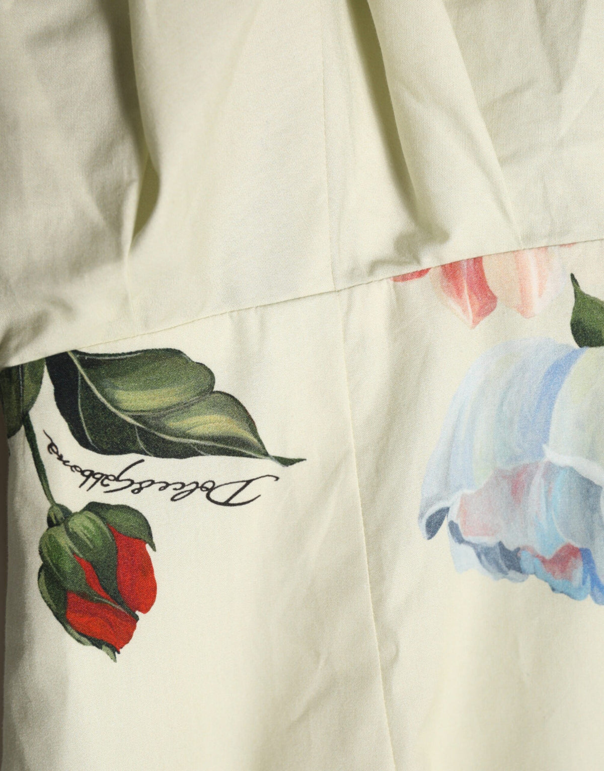Beige Floral Sleeveless A-line Dress
