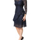 Blue Lace Ruffle A-line Knee Length Dress