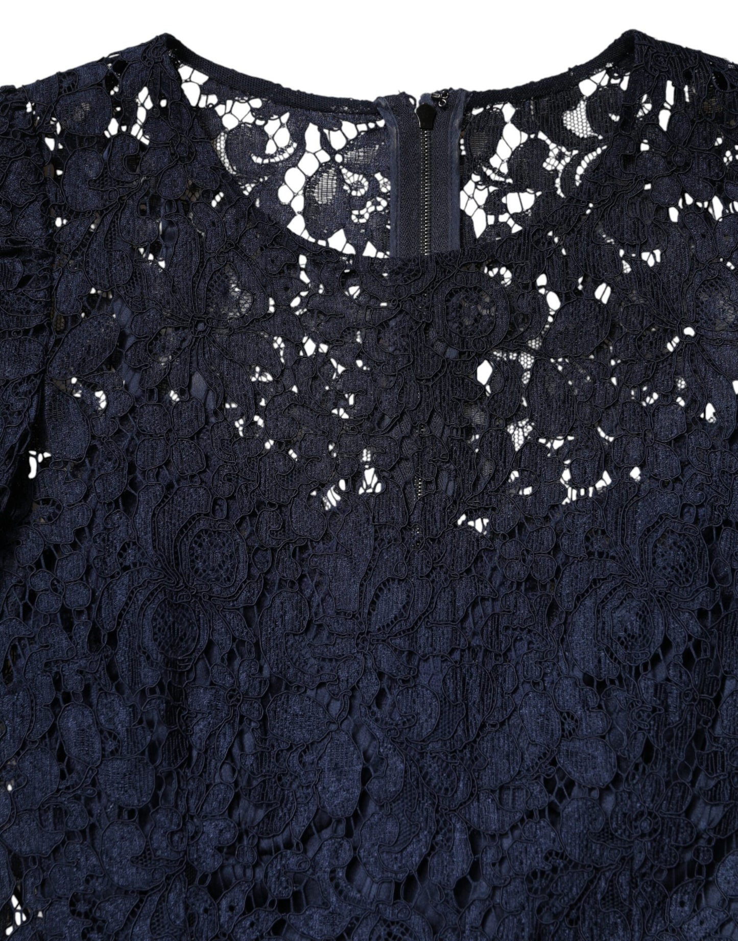 Blue Lace Ruffle A-line Knee Length Dress