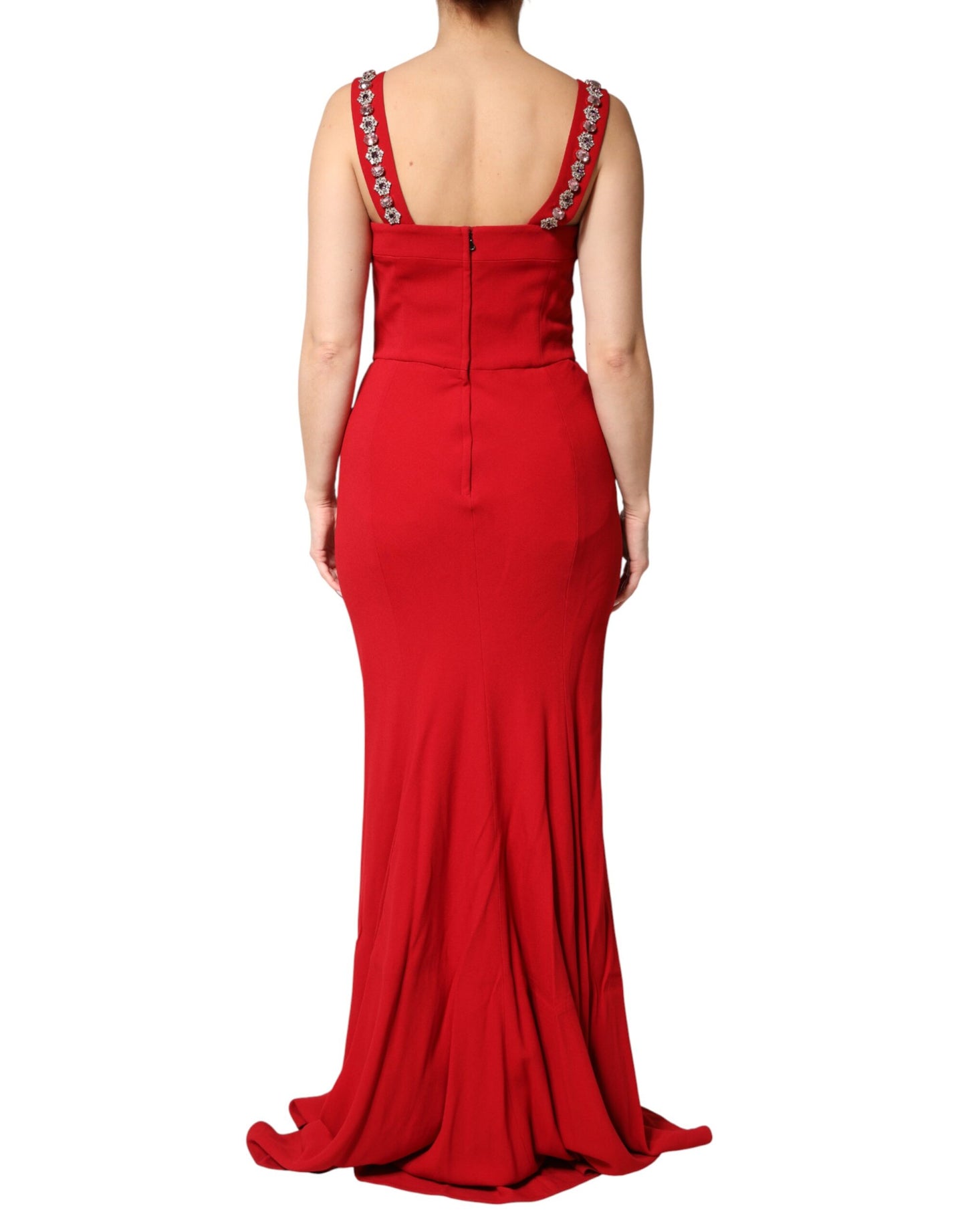 Red Embellished Bodycon Long Gown Dress