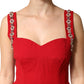 Red Embellished Bodycon Long Gown Dress