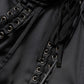 Black Satin Acetate Lace Eyelets Mini Dress