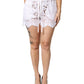 White Cotton Cut Out Mid Waisted Bermuda Shorts