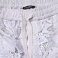 White Cotton Cut Out Mid Waisted Bermuda Shorts