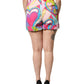Multicolor Graphic High Waist Bermuda Shorts