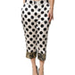 White Black Polka Dot Silk Mid Waist Cropped Pants
