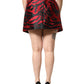 Black Red Jacquard High Waist Mini Skirt