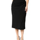 Black Wool High Waist Pencil Cut Midi Skirt