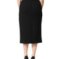 Black Wool High Waist Pencil Cut Midi Skirt