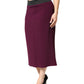 Maroon Mid Waist Pencil Cut Midi Skirt