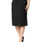 Black Polyester Pencil Cut Knee Length Women Skirt